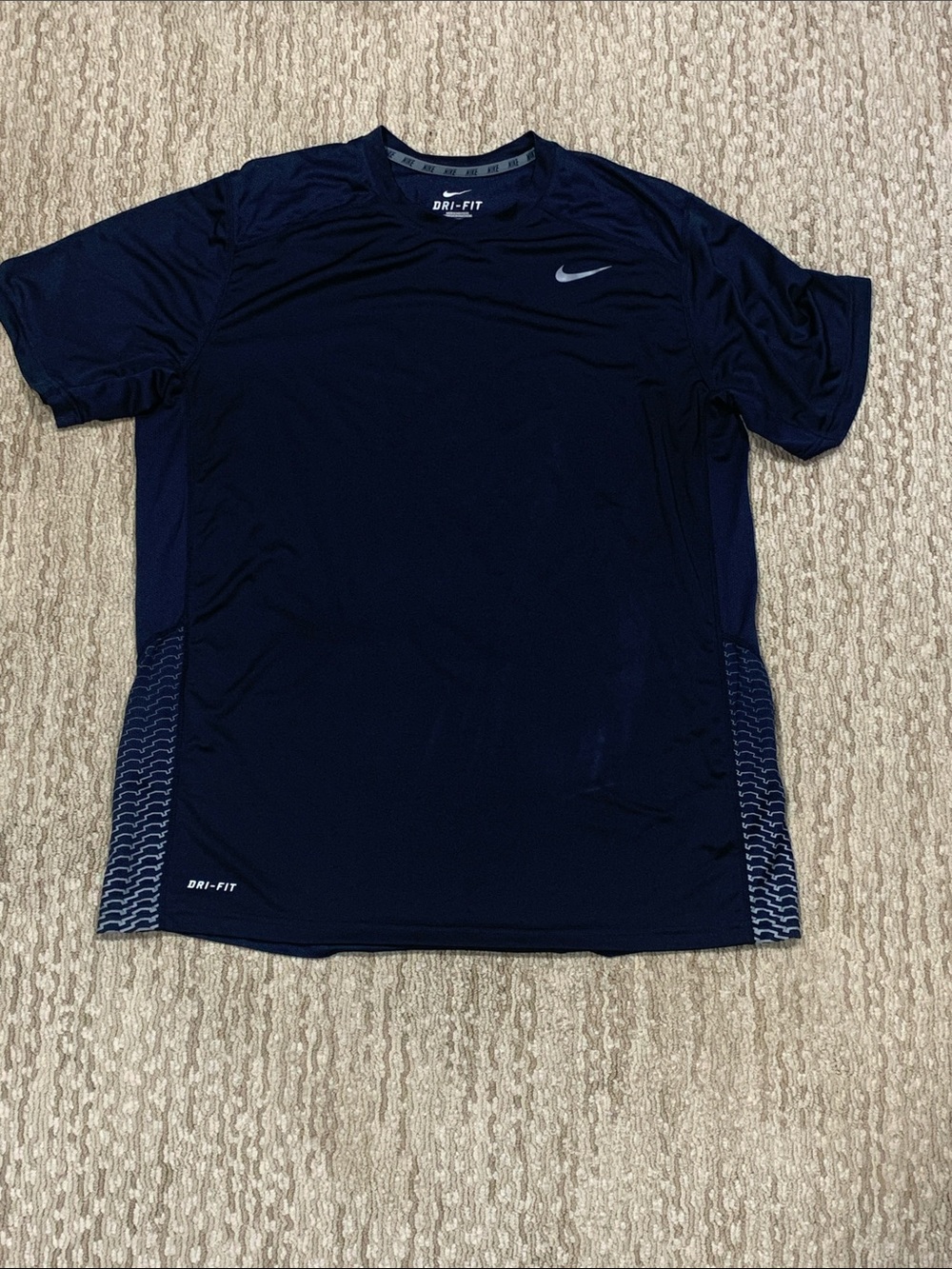 Nike Navy Blue Dri-FIT Performance Tee with Reflective Swoosh (386)